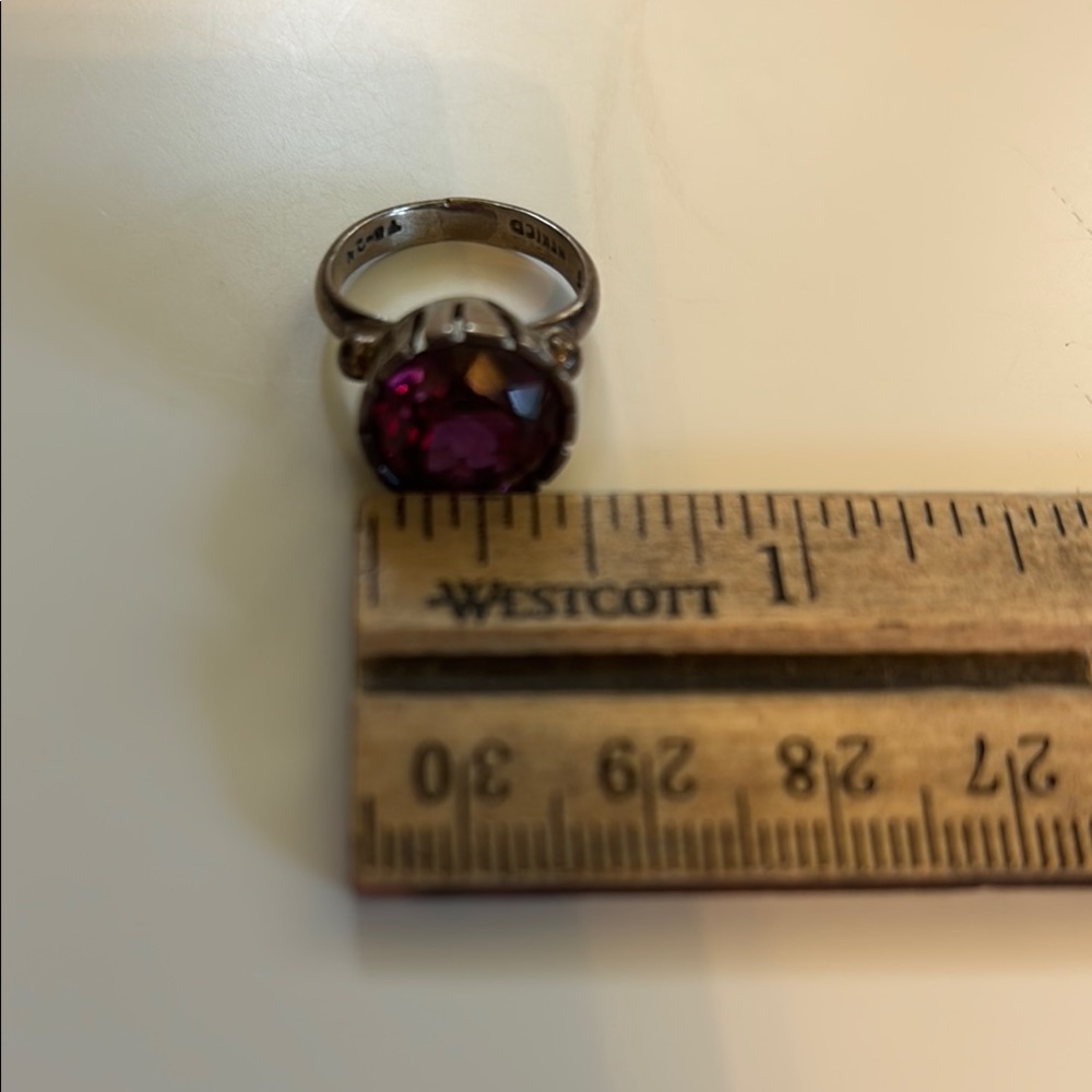 Silver And Red Gemstone Ring - image 6